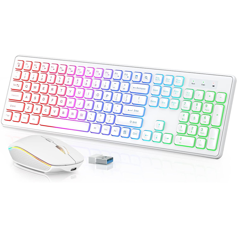 Gaming Keyboard Mouse Wireless - Backlit Wireless Keyboard and Mouse,Quiet Light
