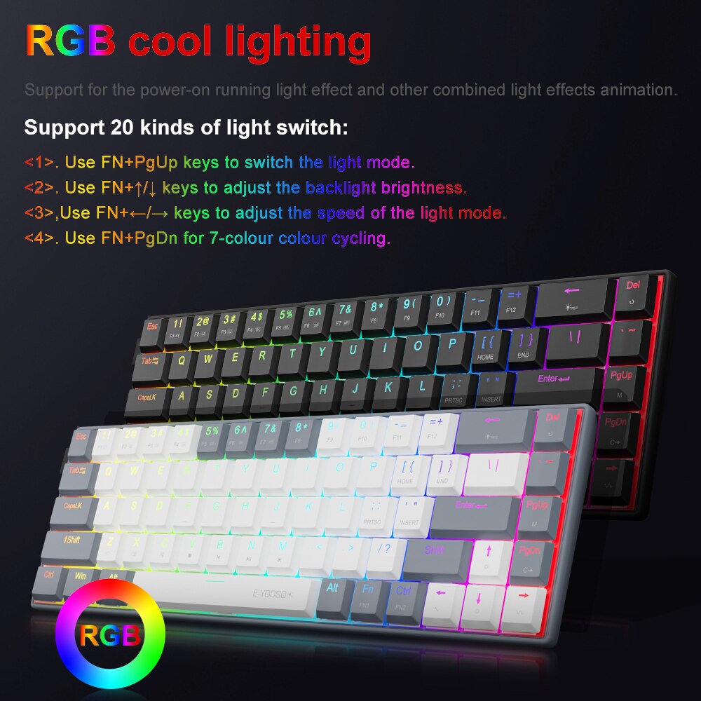 E-YOOSO A68 RGB Mini Slim USB  - Gaming Keyboard E Yooso 评论和价格