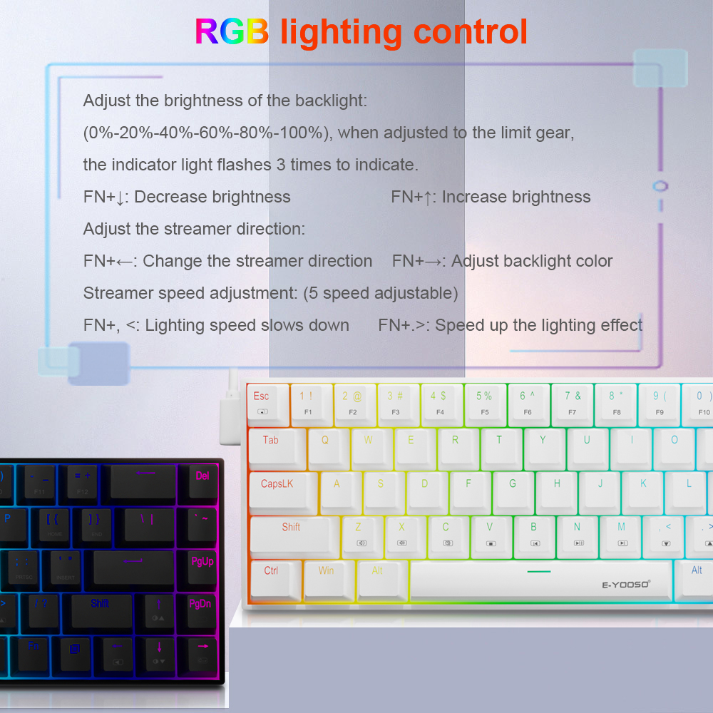 E-YOOSO Z686 RGB USB 60% Mini  - Gaming Keyboard E Yooso 评论和价格