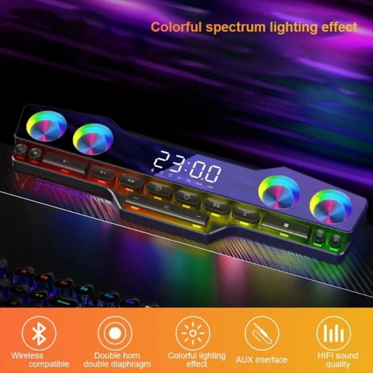 DTC5 V18 Dazzle Colour Speaker - Gaming Keyboard Bluetooth 评论和价格