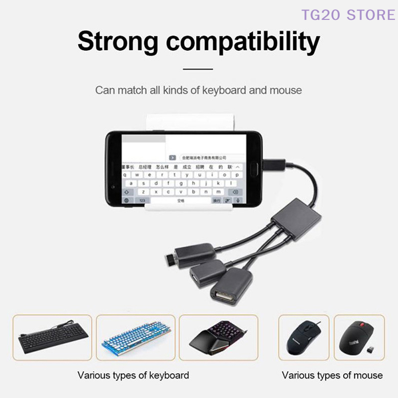 3in1 Micro USB To 2 OTG 3 Port - Gaming Keyboard Type C 评论和价格