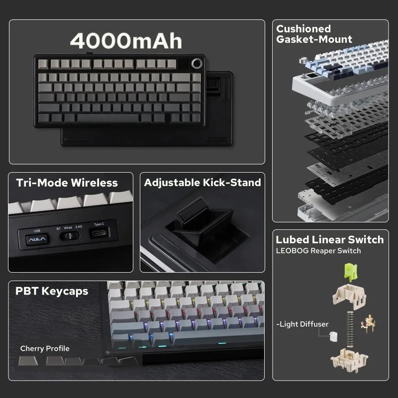 AULA F75 Max Mechanical Keyboa - Gasket Mount Kit 评论和价格