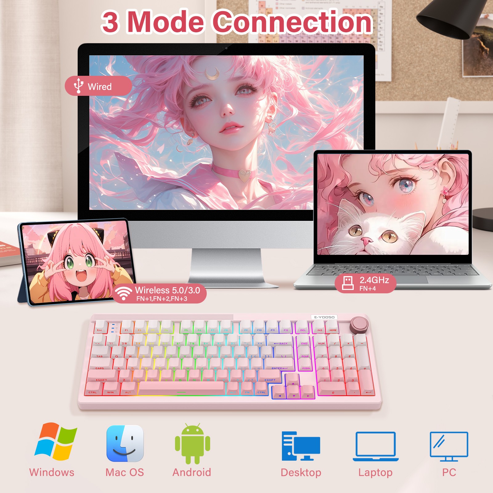 E-YOOSO 98-Key Wired Tri-mode  - Gaming Keyboard E Yooso 评论和价格