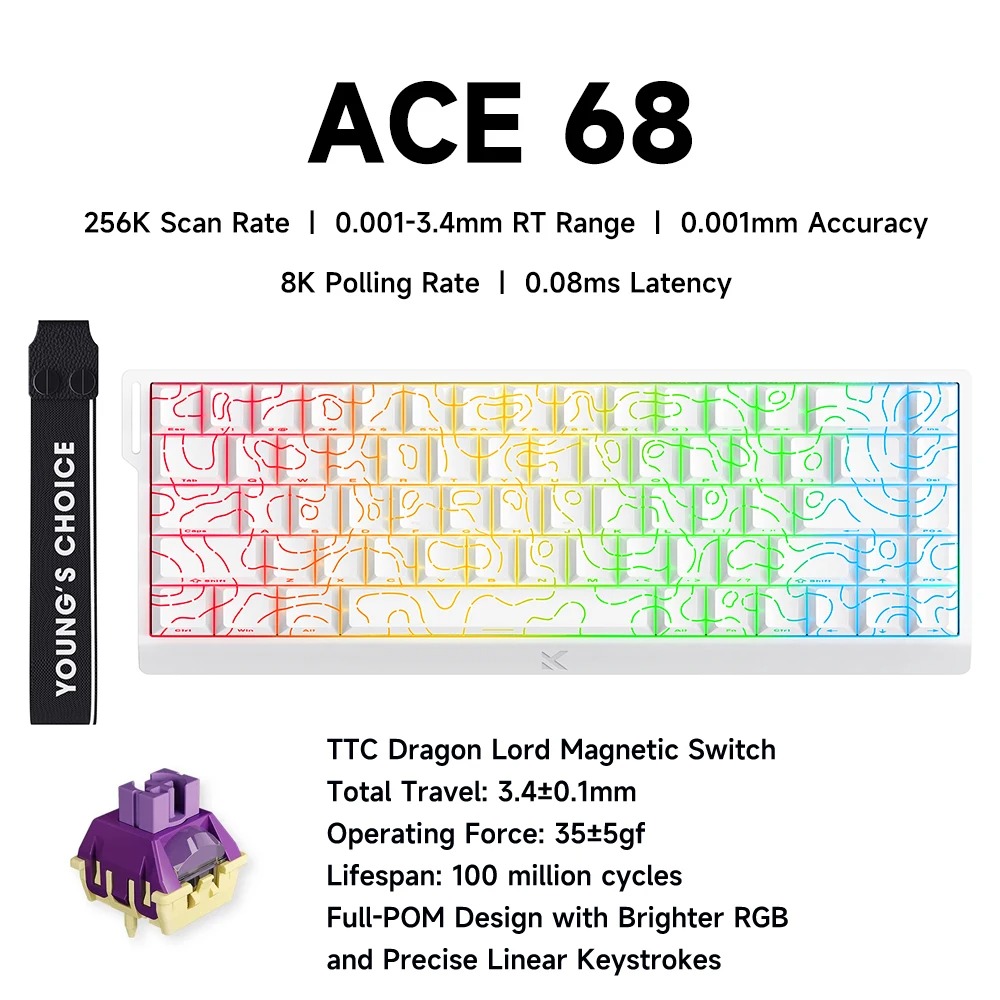 MCHOSE ACE 68 Magnetic Switch  - Gaming Keyboard Hall Effect Switches 评论和价格